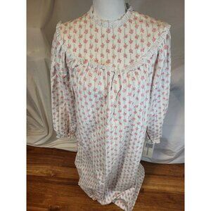 Vge Accentuette‎ Lanz Womens Ditsy Floral Nightgown Size S White Cottagecore NWT
